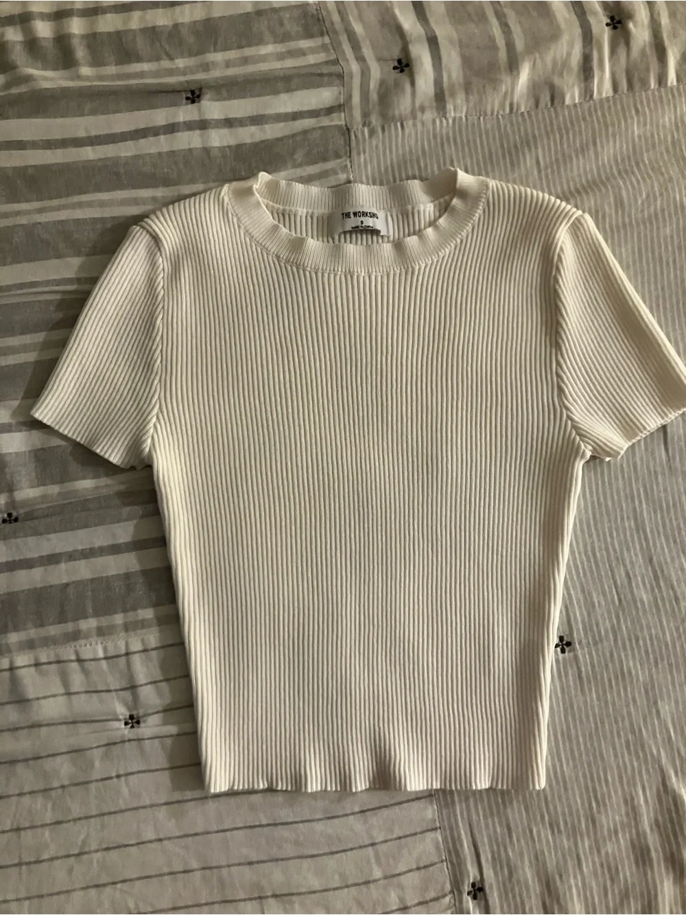 White Ribbed Tee - Picture 1 of 7